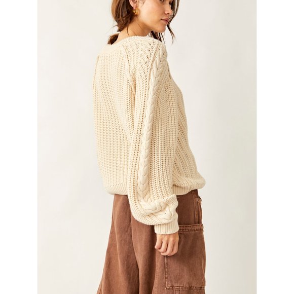 Free People Cream Cable Knit Sweater - Picture 3 of 6